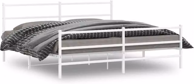 Berkfield Home Metal Bed Frame with Footboard in White, 183 x 213 cm