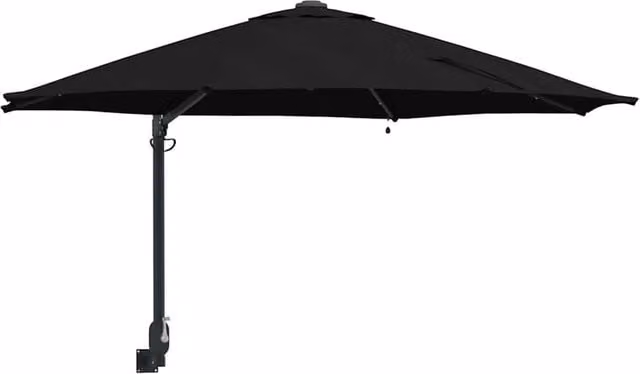 Berkfield Home Wall-mounted Garden Parasol with LEDs in Black, Diameter: 248 cm