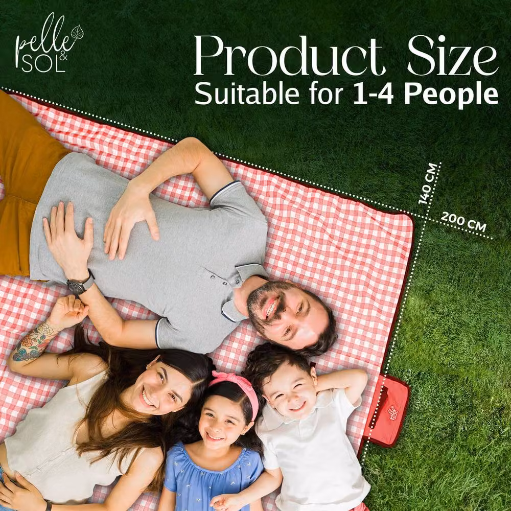 Pelle & Sol Foldable Waterproof Picnic Blanket in Blue and Red – 6