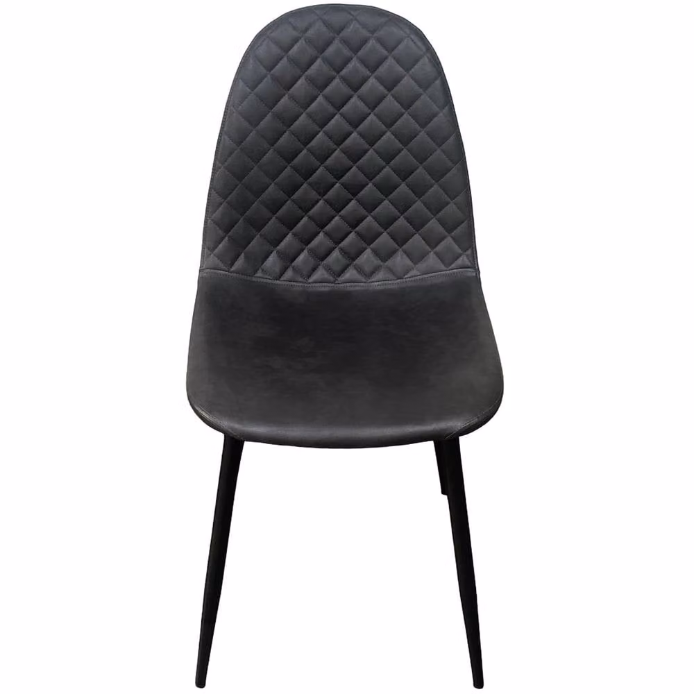 IH Design Corona Set of 4 Grey Synthetic Leather Dining Chairs with Black Metal Legs – 1