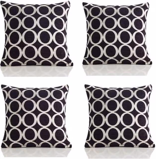 Luxor Living Black Chenille Square Cushion Set of 4, W/D/H: 45 x 45 x 45 cm