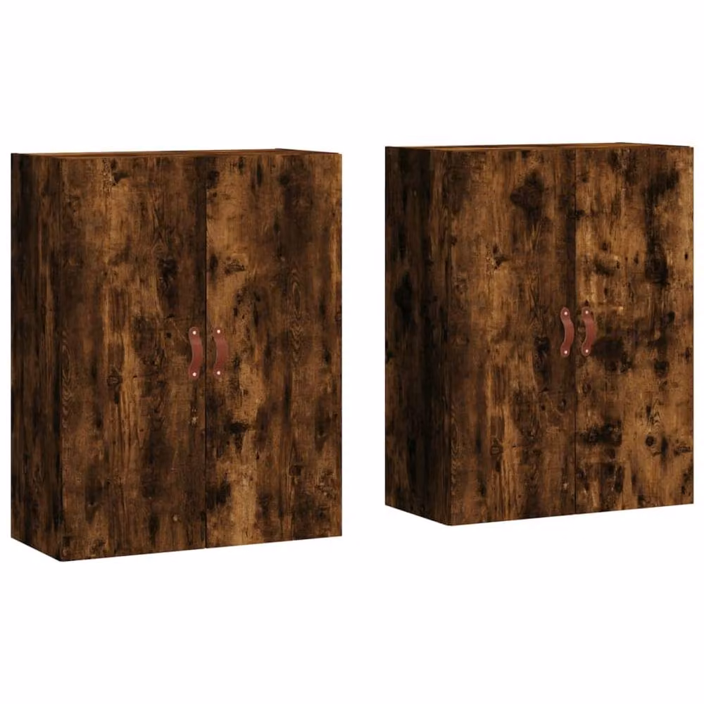 Berkfield Home Set of 2 Wall Mounted Smoked Oak Cabinets in Brown, W/D/H: 69.5 x 34 x 90 cm – 2