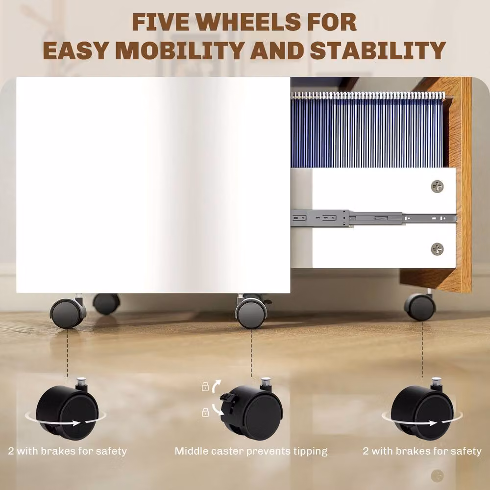 STILVORA Two-Drawer Lockable Filing Cabinet with Castors in Sand – 5