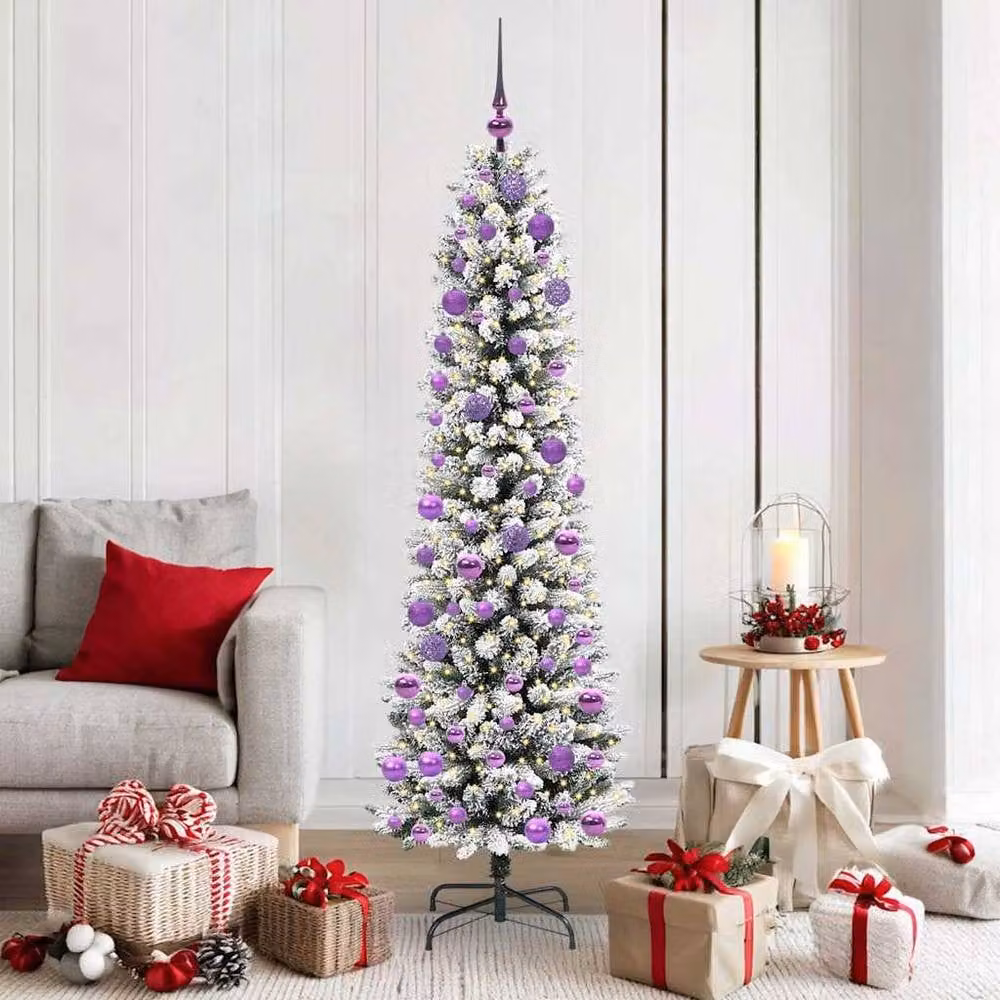 Berkfield Home Artificial Christmas Tree with 300 LEDs in Green and White, H 180 cm x W 53 cm x D 53 cm – 2