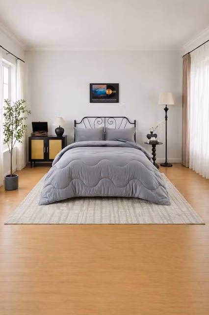 Dyzi 10.5 Tog Supersoft Microfibre Duvet and Pillowcase Set in Grey, King Size (W/D/H: 230 x 220 x 230 cm)