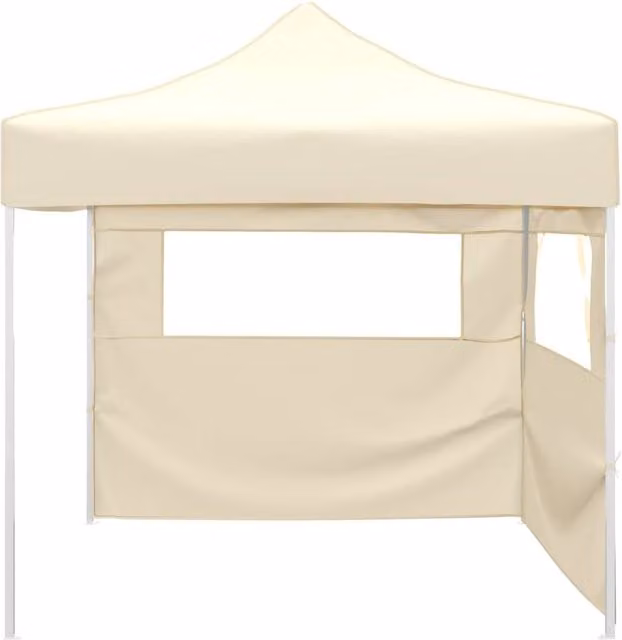 Berkfield Home Foldable Tent with 2 Walls, Beige, W: 300 cm, D: 300 cm, H: 315 cm