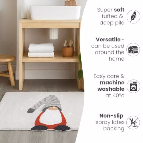 Allure Bath Fashions Christmas Gonk Bath Mat, Grey, W: 80 cm, D: 50 cm – 3
