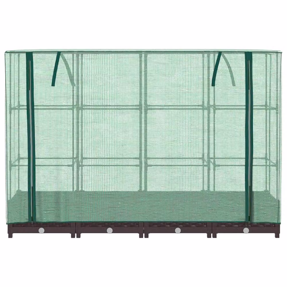 Berkfield Home Raised Bed with Greenhouse Cover in Brown Rattan Look, W/D/H: 160 x 40 x 123 cm