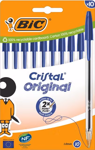Pack of 10 BIC Cristal Blue Ballpoint Pens