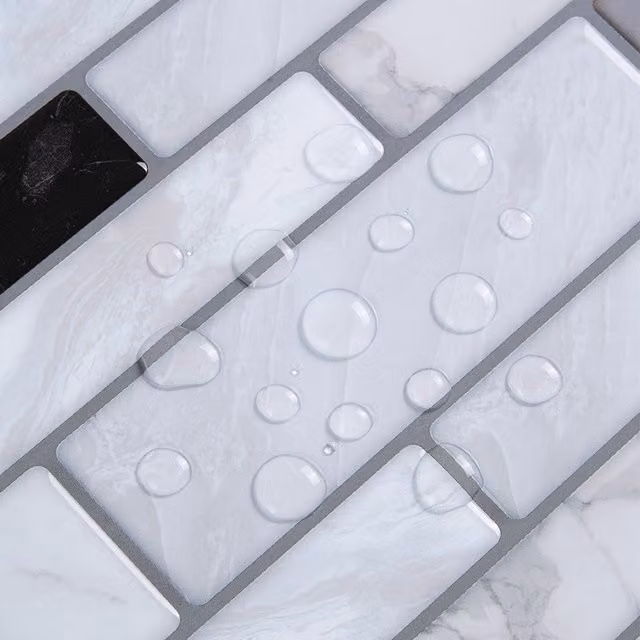 Livingandhome 10-Piece Set of Multi-Colour and Grey Abstract Marble Effect Adhesive Tile Stickers