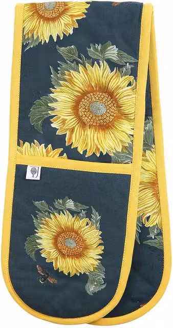 RHS Sunflower Double Oven Gloves in Navy Blue and Multicolour Cotton