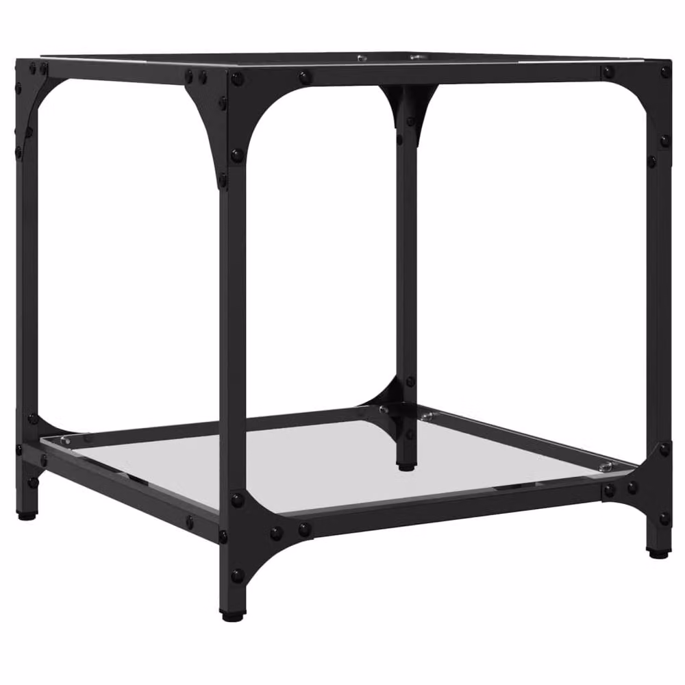 Berkfield Home Modern Square Coffee Table with Transparent Glass Top and Black Metal Frame, W/D/H: 40 x 40 x 40 cm – 4