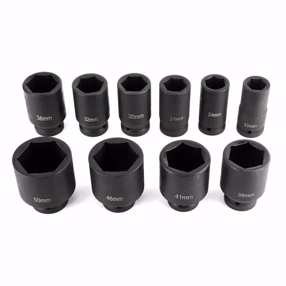 Kelvenix 22-50mm HGV Long Reach Deep Impact Socket Set, 3/4 inch, Black Chrome Molybdenum Steel – 3