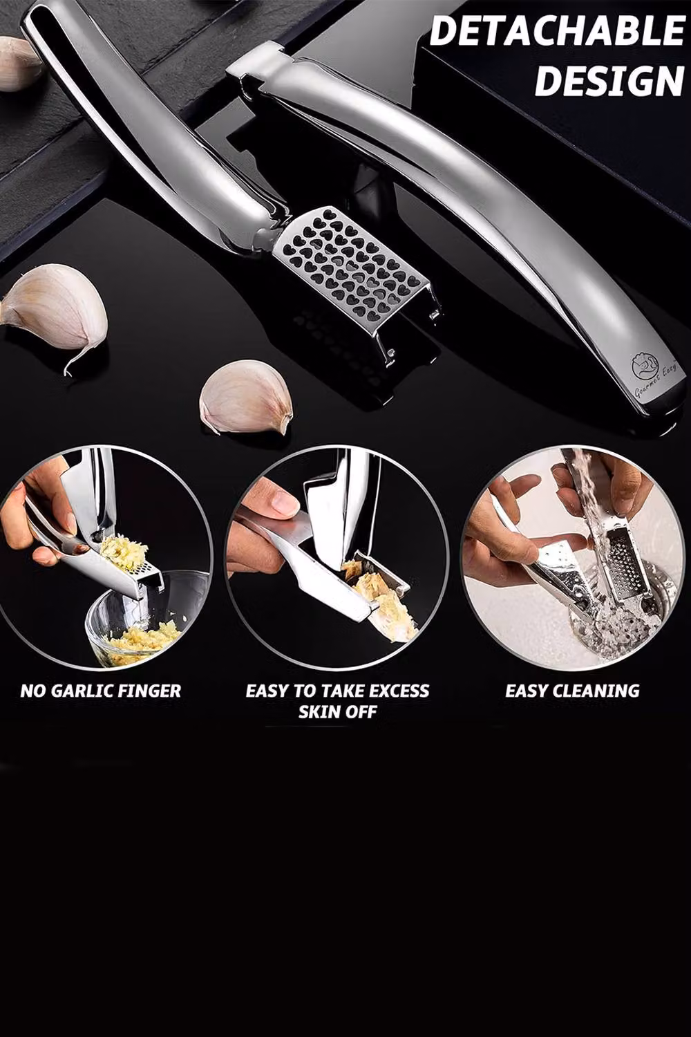 Gourmet Easy Stainless Steel Garlic Press in Silver – 2