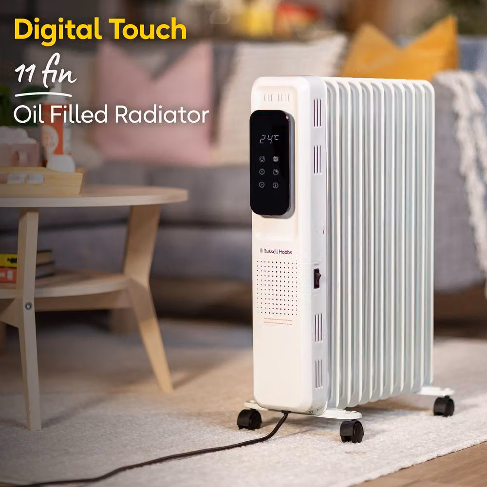 Russell Hobbs 2500W 11 Fin Oil Filled Radiator White RHOFR2521-D – 3