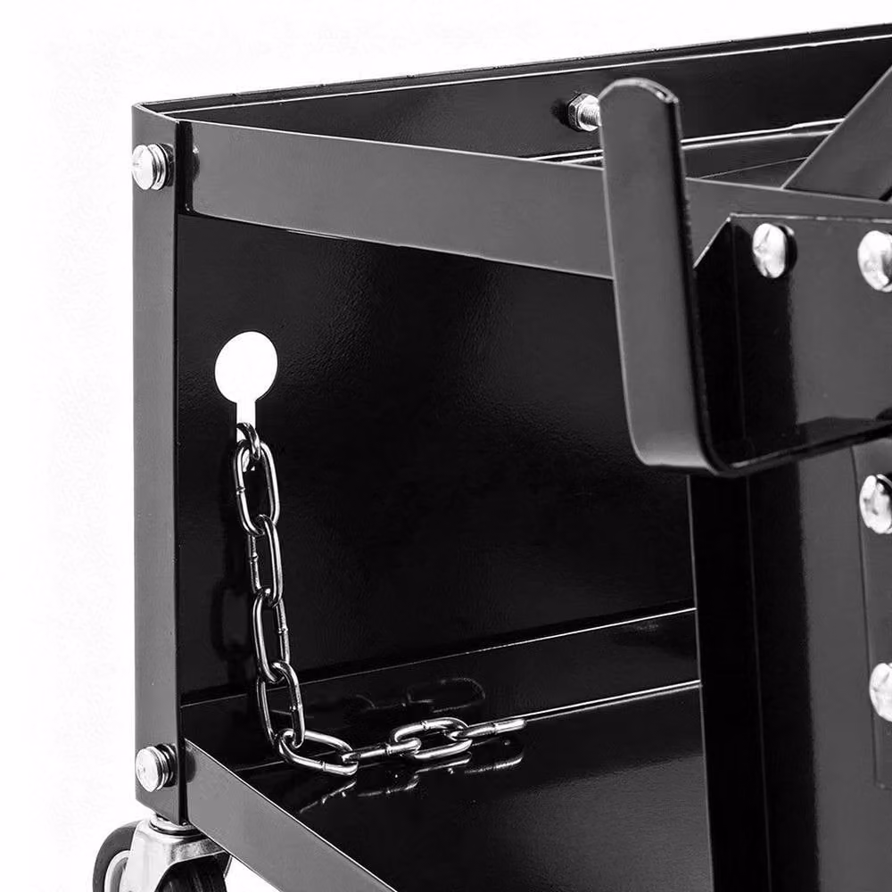 NESTLUNE 3 Tier Rollable Welding Cart Trolley with Chains, Black, W: 1000 cm, D: 52 cm – 3