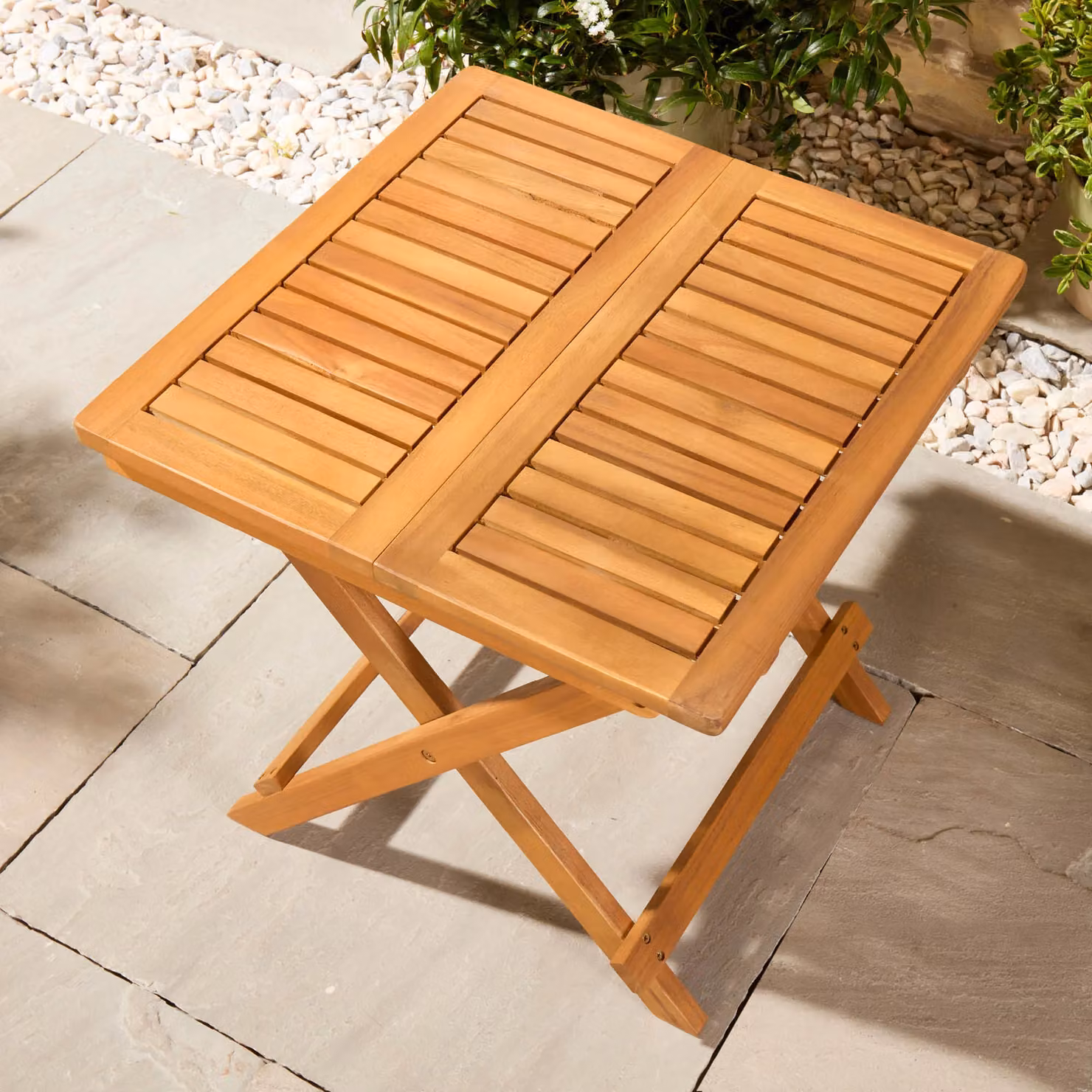 VonHaus Hudson Adirondack Acacia Hardwood Folding Garden Side Table in Brown – 4