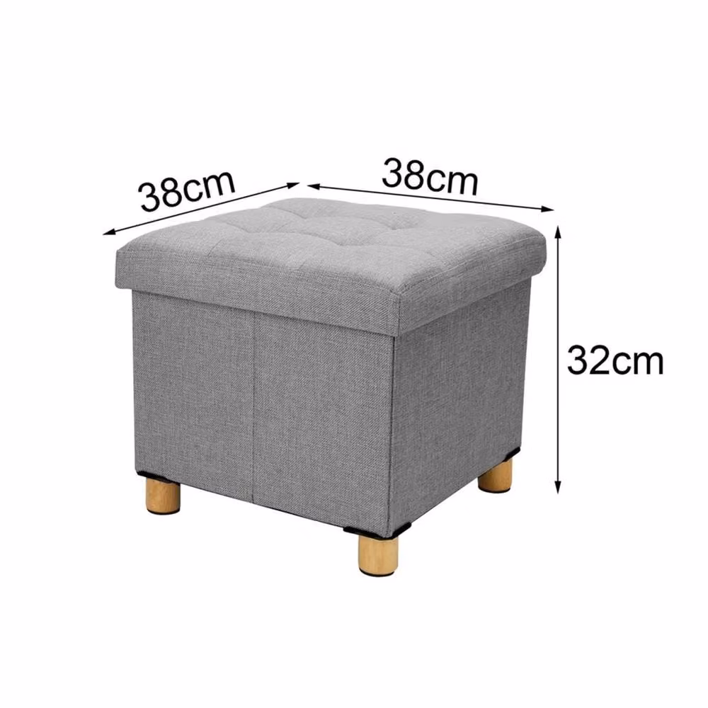 VOGREX Dark Grey Folding Storage Stool Ottoman Padded Cube Seat W/D/H: 38 x 32 x 38 cm – 2