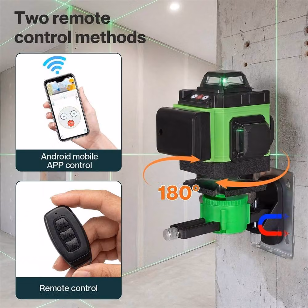 Havendro 16 Line 4D Self Leveling Rotary Laser Level with Green Lines in Black – 4
