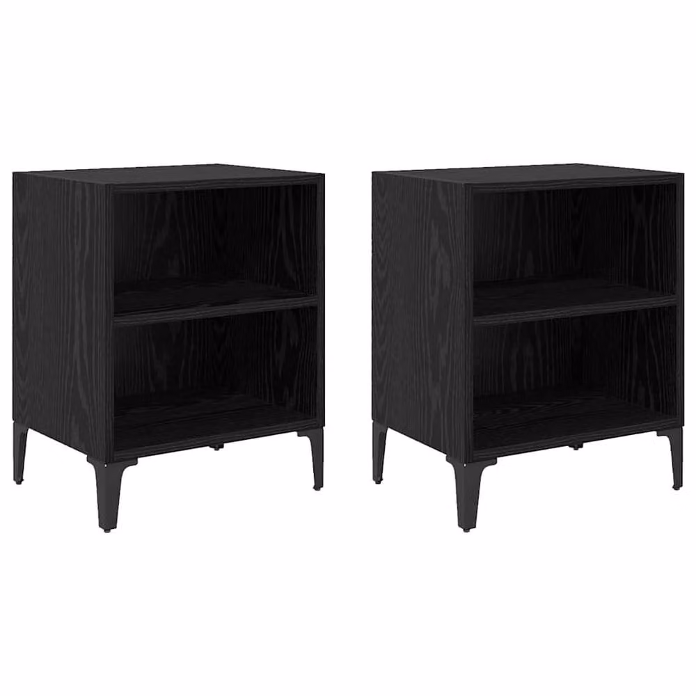Berkfield Home Modern Bedside Cabinets, 2 Piece Set in Black Oak, W/D/H: 40 x 30 x 50 cm – 3