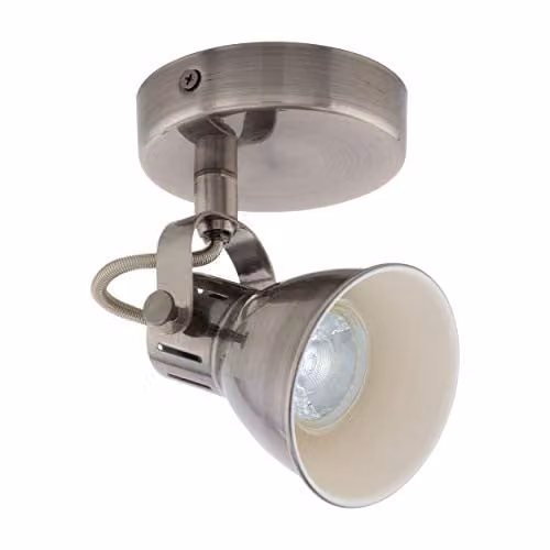 Loops Modern Metal Wall Spot Light in Silver and Beige with Included GU10 LED Bulb