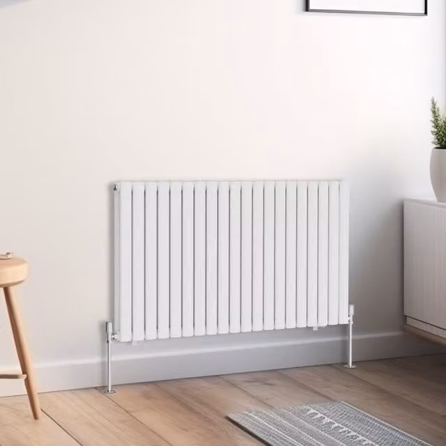 Right Radiators Oval Double Panel Horizontal Radiator in White, H: 60 cm, W: 118 cm, D: 60 cm