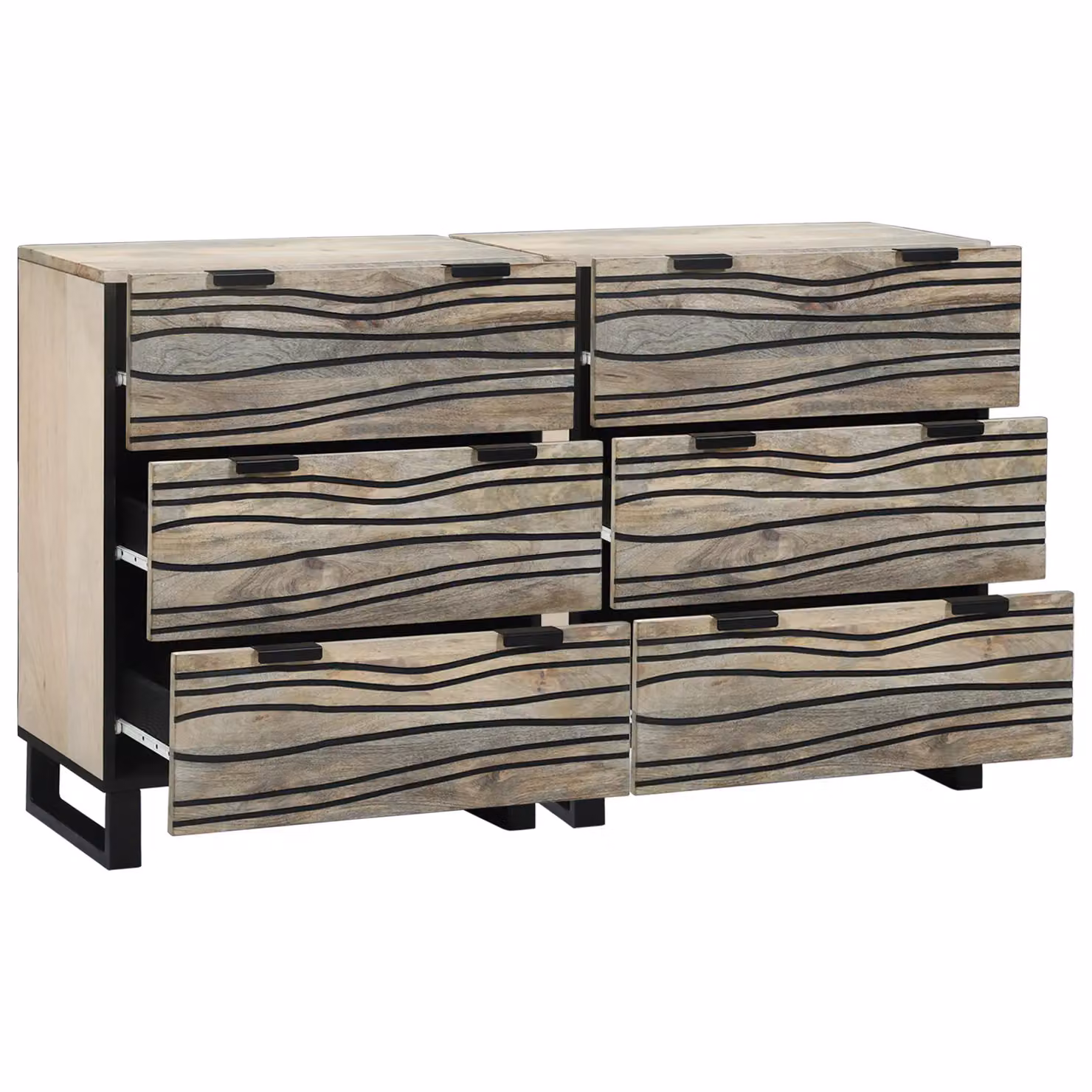 Berkfield Home Set of 2 White Rustic Solid Mango Wood Sideboards, W/D/H: 60 x 33.5 x 75 cm – 2