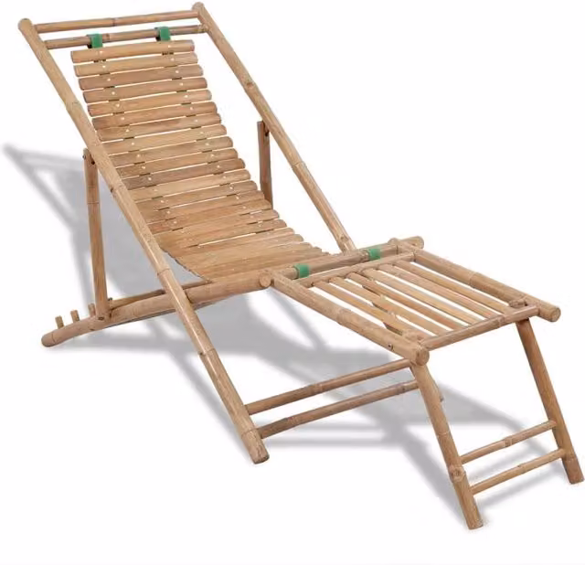 Berkfield Home Brown Bamboo Outdoor Deck Chair with Footrest – 1