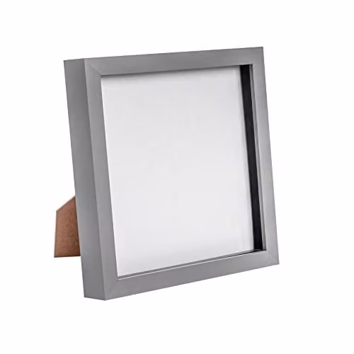 Nicola Spring Modern Square 3D Shadow Box Photo Frame, Grey, W/D/H: 20 x 20 x 3.5 cm