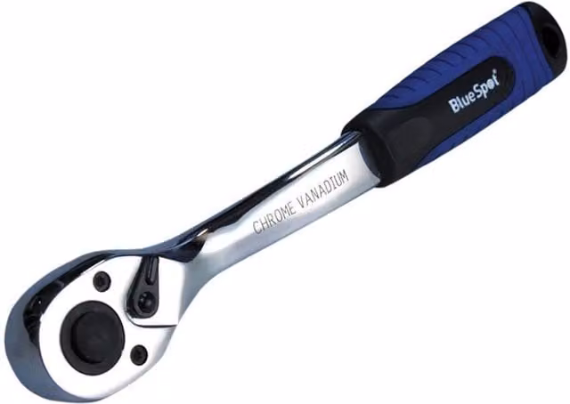 Bluespot Tools 1/4in Drive 72 Teeth Soft Grip Ratchet in Blue and Multicolour Chrome Vanadium