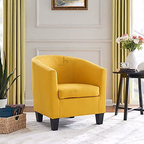 Home Detail Canberra Yellow Velvet Tub Chair with Solid Wood Frame – 2