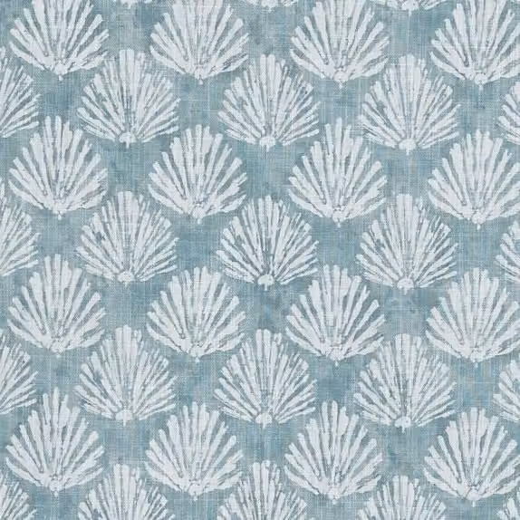 Prestigious Textiles Polperro Nautical Striped Printed Cotton Fabric in Aqua Blue