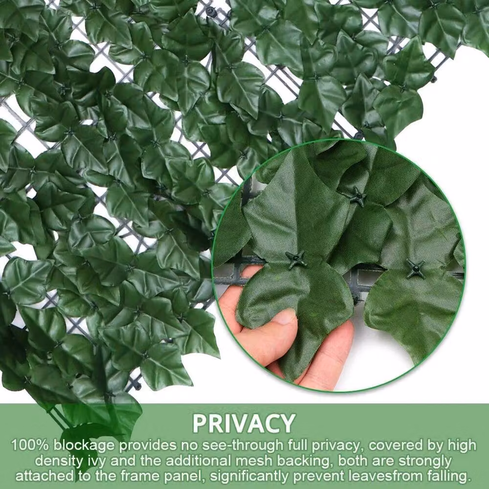 FLAVORA Green Artificial Ivy Leaf Hedge Privacy Screen, W/H: 100 x 100 cm – 4