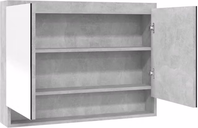 Berkfield Home Modern Bathroom Mirror Cabinet in Concrete Grey, W/D/H: 80 x 15 x 60 cm