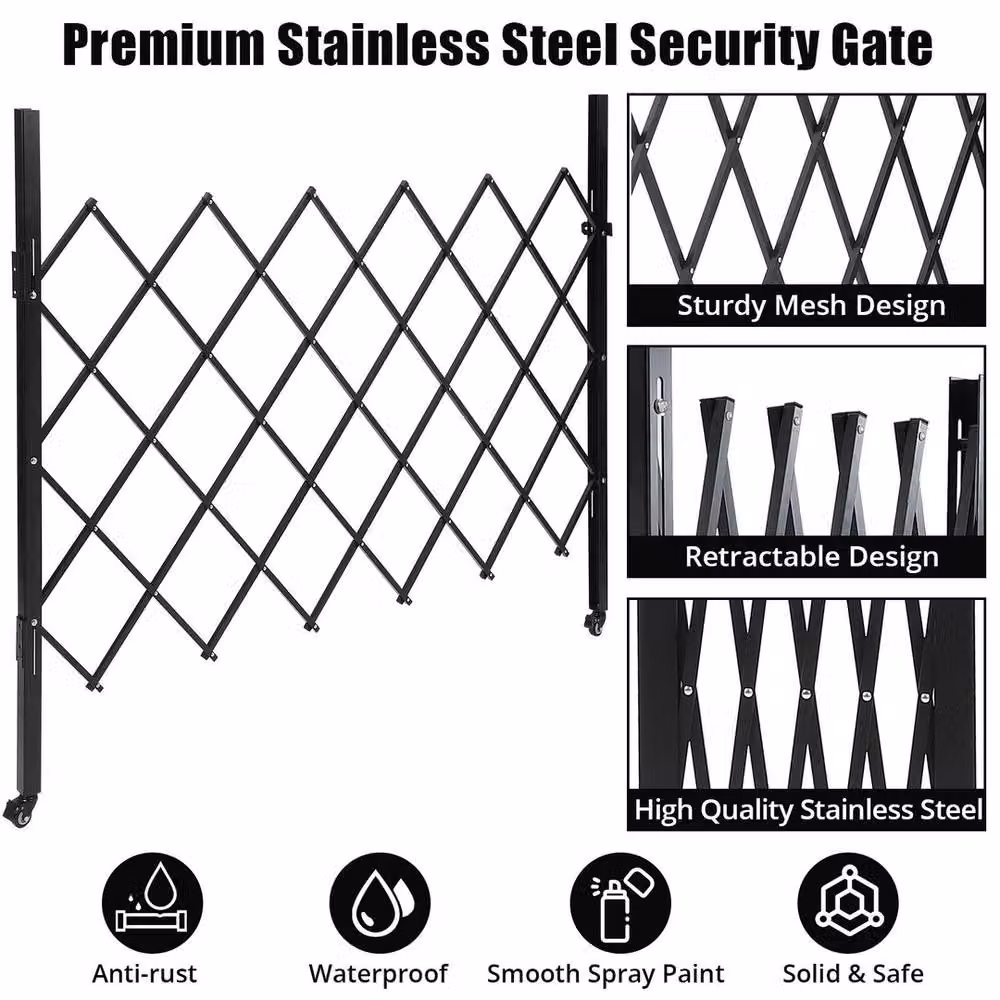 VOGREX Folding Steel Security Gate, Black, W: 71 cm, H: 61 cm – 2