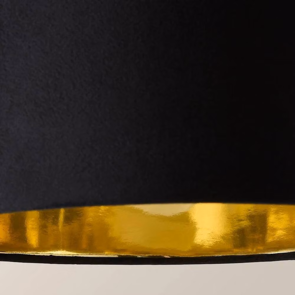 FORGEVIO Black and Gold Fabric and Metal Ceiling Lampshade, Diameter: 35 cm – 2