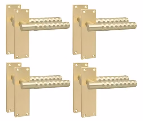 Golden Grace Knurled Honeycomb T-Bar Door Handles in Satin Brass, 4 Pairs