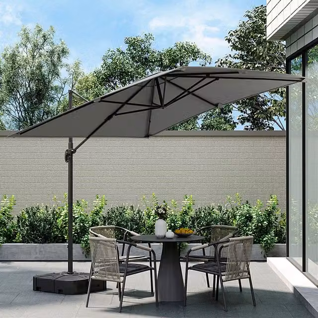 Breeins 2.5m Cantilever Parasol with Fillable Base in Grey Polyester