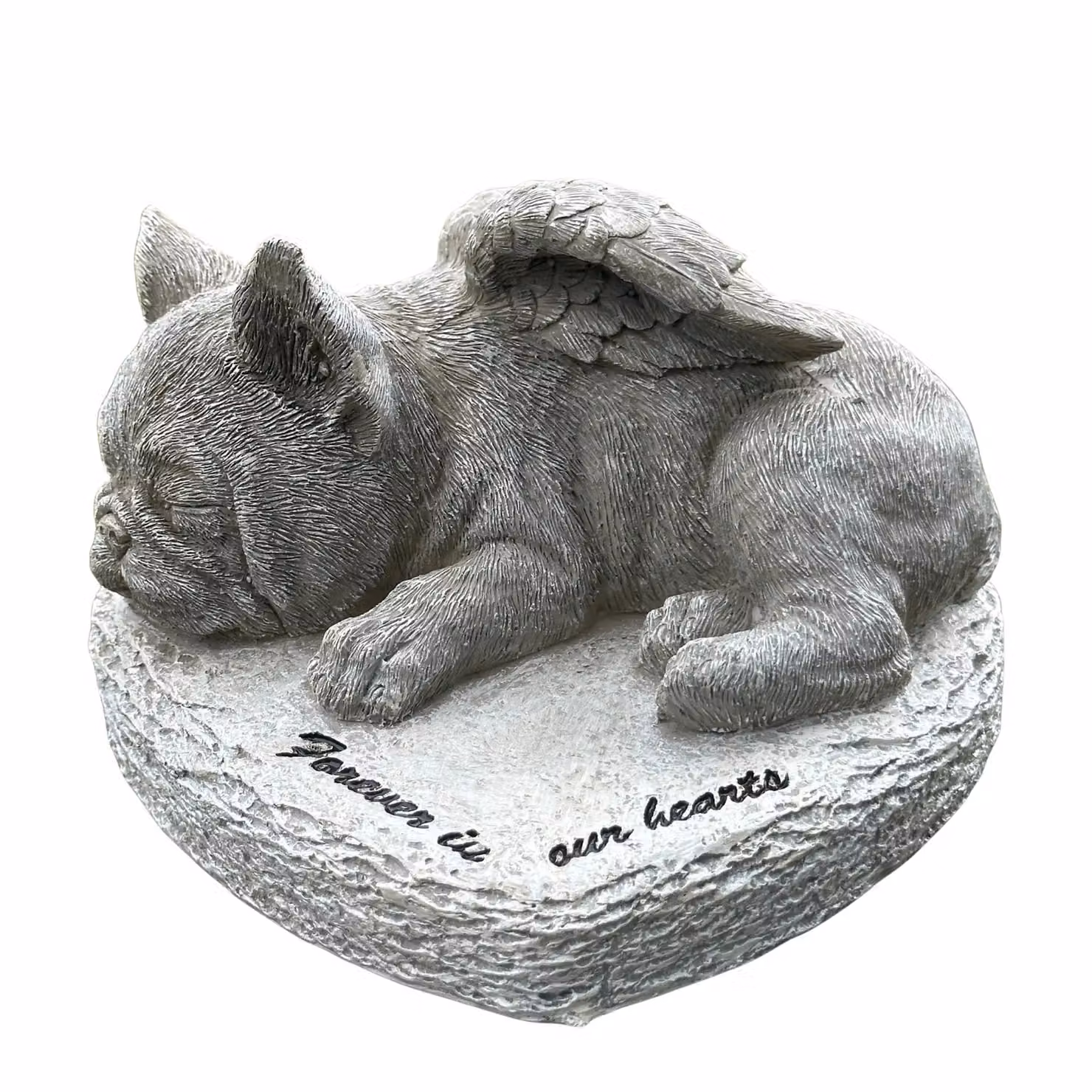 Animal Crackers French Bulldog Forever In Our Hearts Stone Effect Memorial Gift in Grey, H 14.0 cm x W 14.0 cm x D 9.0 cm – 2
