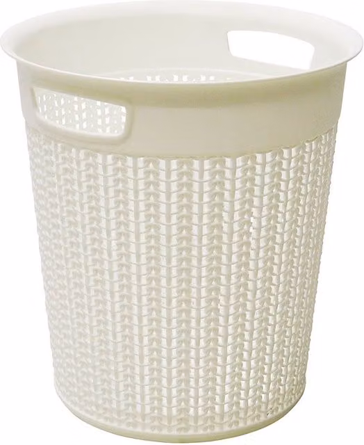 JVL Knit Design Loop Plastic Round Bin 12L, Ivory, W: 30 cm, D: 29 cm, H: 29 cm