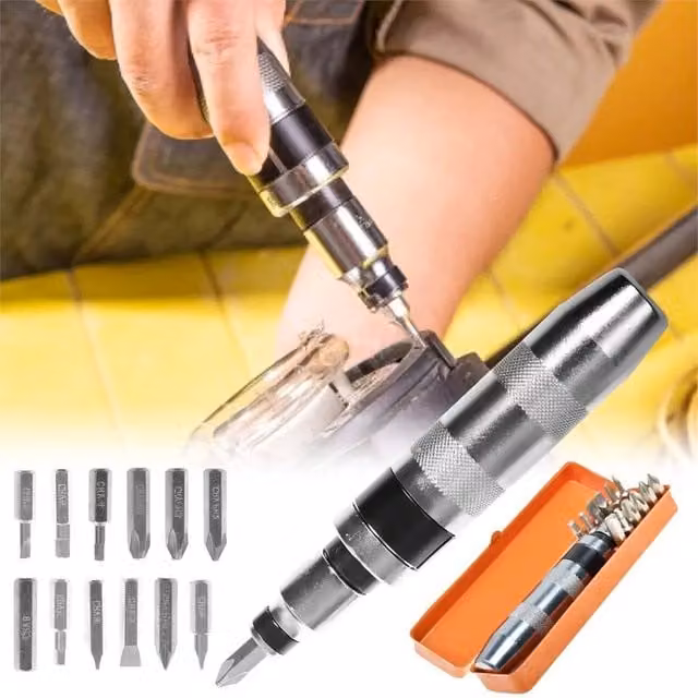 Nordara 1/2 inch Impact Driver Bit Set in Orange, Chrome Vanadium and Stainless Steel, featuring Pozi, Hex, Slotted and Phillips bits – 1