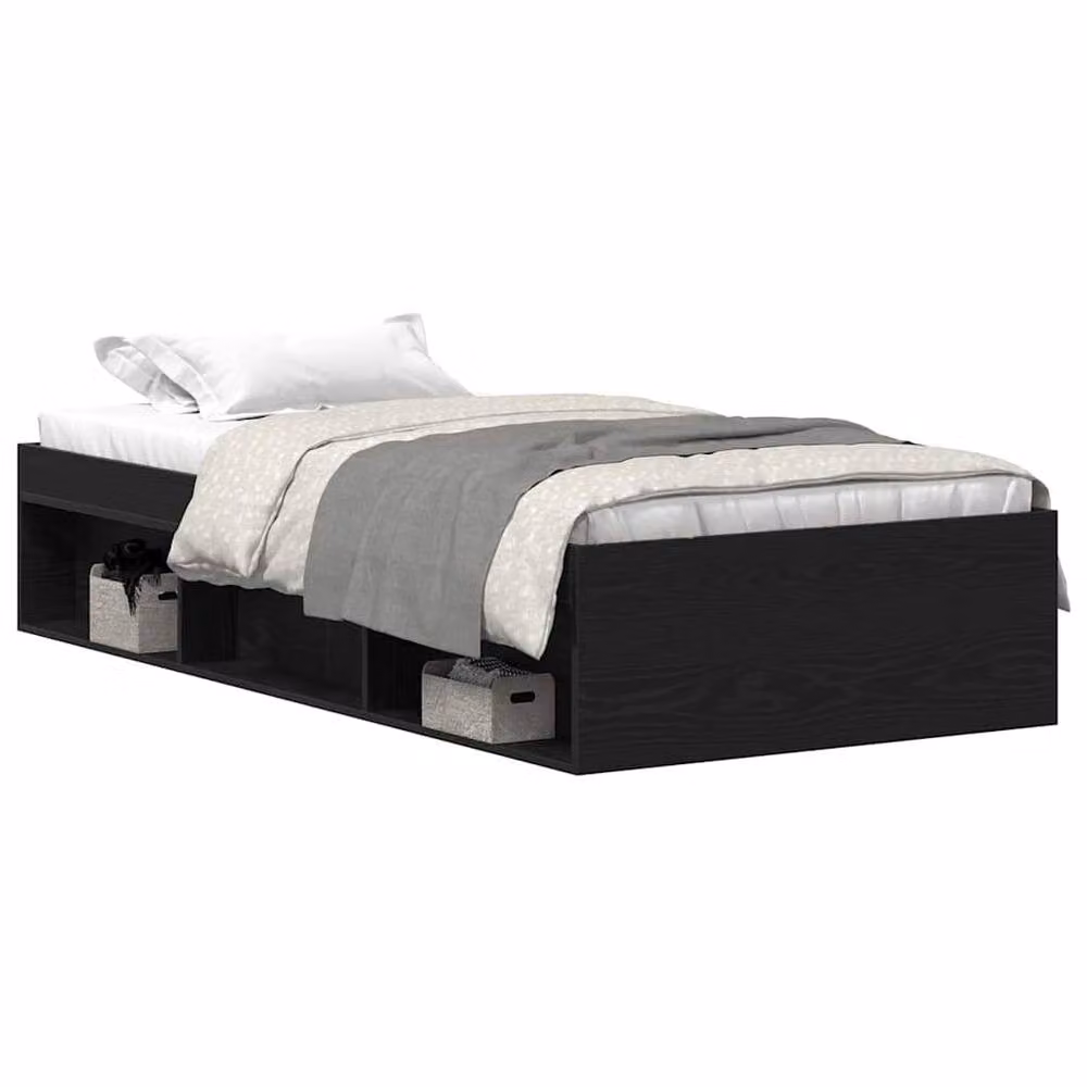 Berkfield Home Durable Bed Frame in Black Oak, W/D/H: 90 x 200 x 35 cm – 3