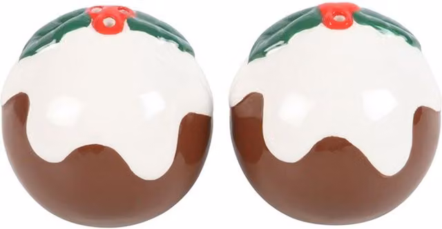 KDMK Christmas Pudding Salt and Pepper Shaker Set, Multicolour Ceramic