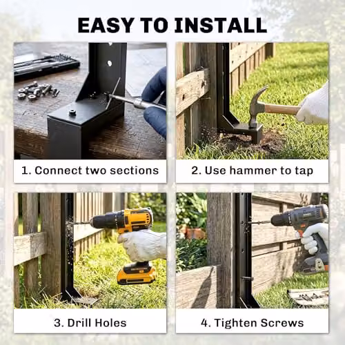 Outsunny 2 Pack Black Metal Fence Post Repair Kit, Height: 81 cm – 5