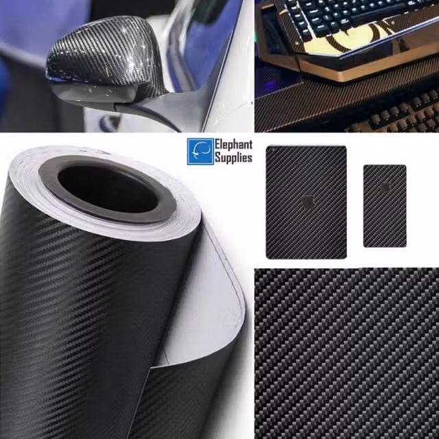 FLAVORA 3D Carbon Fiber Vinyl Wrap Film in Black, W/D/H: 60 cm x 200 cm x 0.12 cm