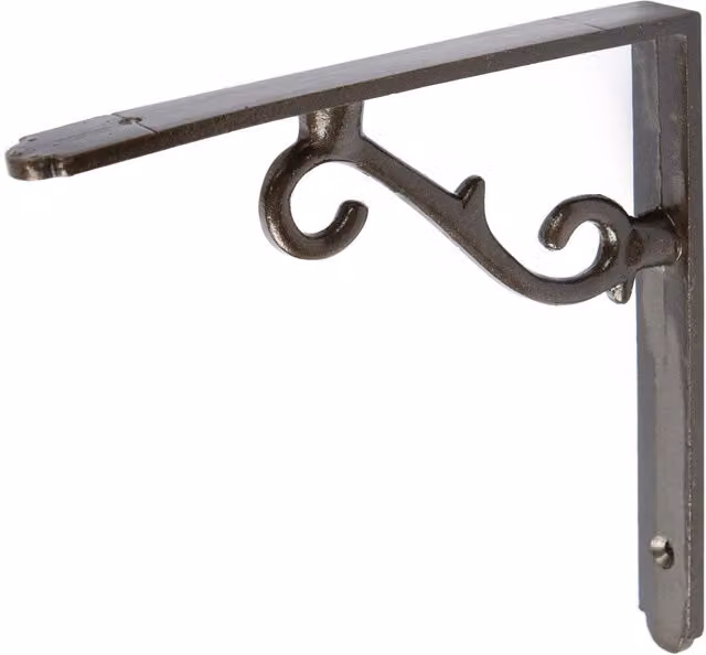 Hammer and Tongs 155mm Scroll Iron Shelf Bracket in Black and Grey