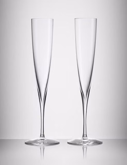 Waterford Trumpet Champagne Flutes, Set of 2, Clear Crystal Glass
