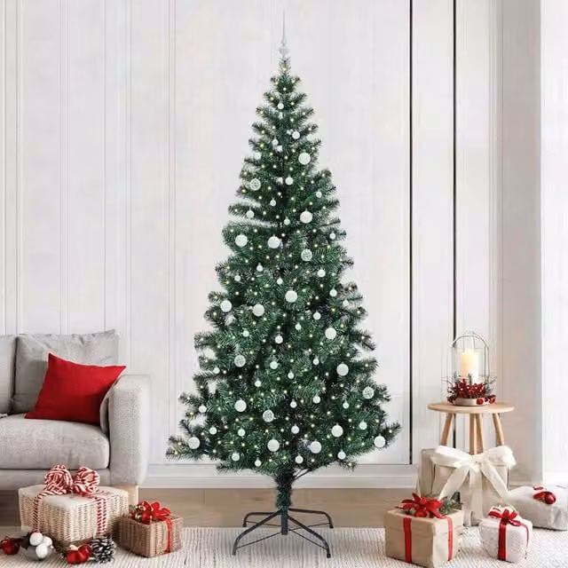 Berkfield Home Artificial Pre-lit Christmas Tree in Green, Height: 240 cm