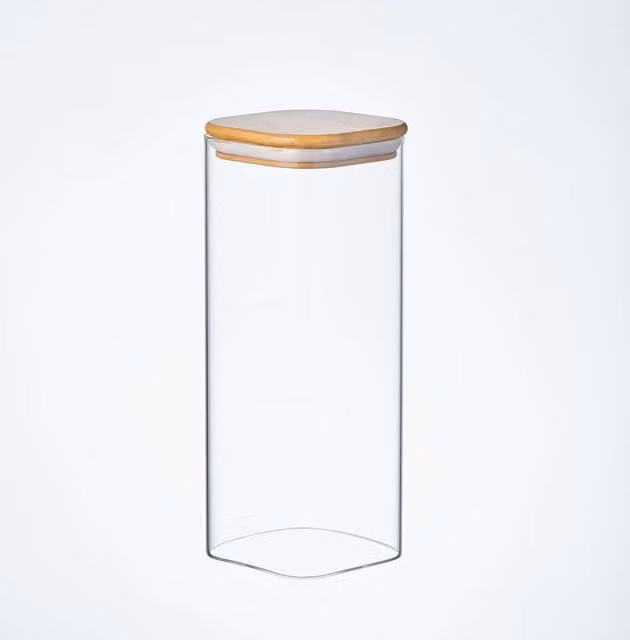 Eden & Willow Airtight Glass Pantry Storage Jar with Bamboo Lid, Transparent, 2.0 l
