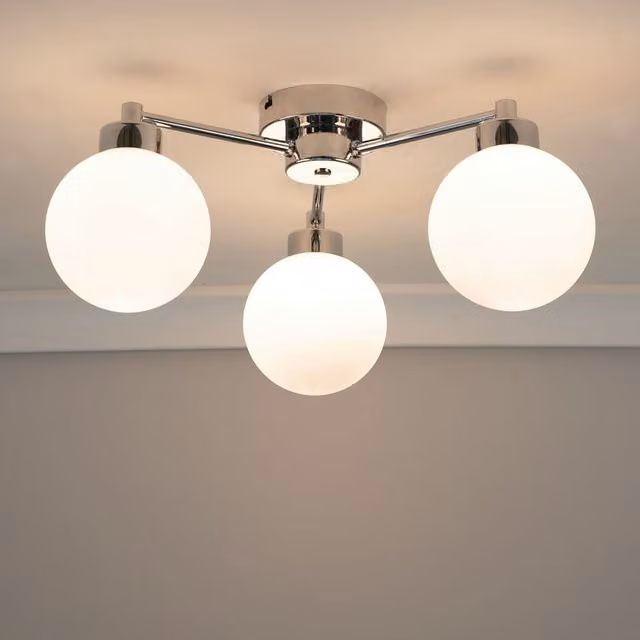 Jonah 3 Way Flush Ceiling Light Fitting with LED Bulbs in Silver
